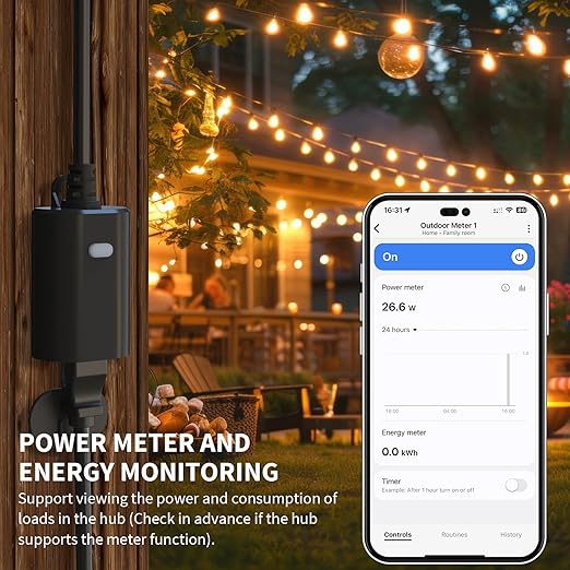 Minoston Zwave Smart Plug, Z-Wave Outdoor Plug with Energy Monitoring, Zwave Outlet Built-in Repeater Range Extender, Z-Wave Hub Required, Compatible with Alexa and Google Assistant (MP22ZP)