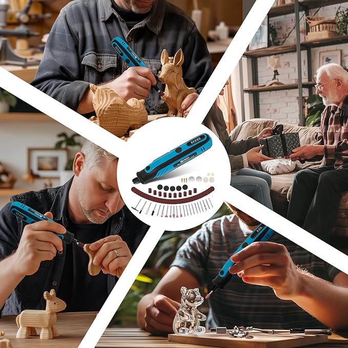 HARDELL Mini Cordless Rotary Tool, 4V Rotary Tool con 5 Speed Display with Type-C Charging, Power Rotary Tool with 69 Accessories for Sanding, Grinding, Engraving, Polishing, Drilling, Cutting, DIY