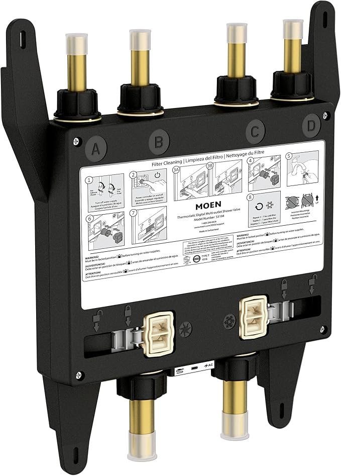Moen Smart Shower 4-Outlet Digital Thermostatic Shower Valve with 3/4" Connections, S3104