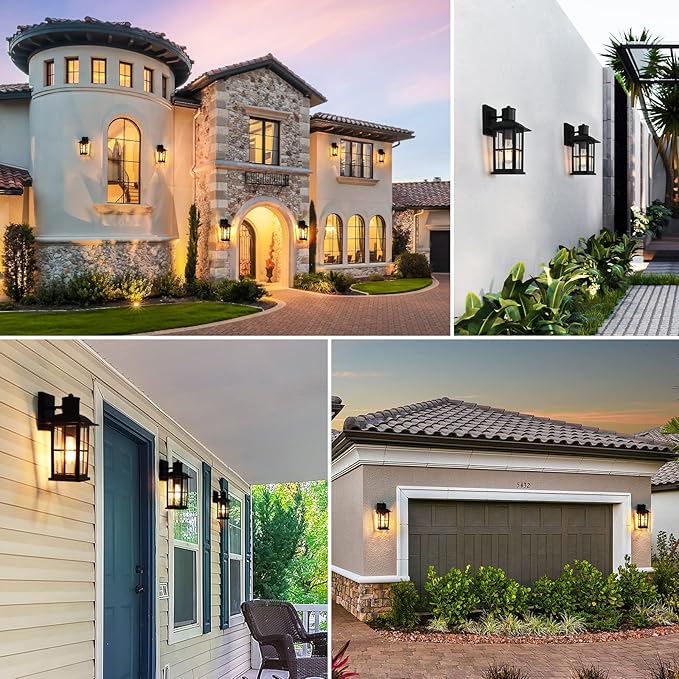 13in Outdoor Wall Lights, Anti-Rust 100% Aluminum Exterior Light Fixtures, Outdoor Wall Lanterns Sconce Lighting Matte Black, Outside Lights for House Wall Mount Porch Lights for Entryway Garage