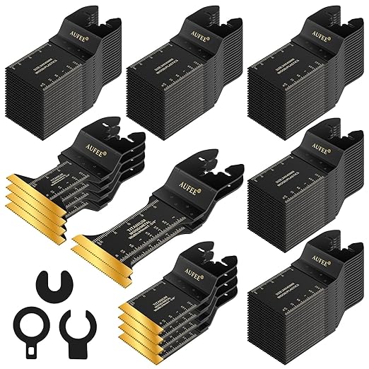 110PCS Oscillating Multitool Blades, Titanium Oscillating Tool Blade for Wood Plastics Metal, Professional Universal Oscillating Saw Blades Kits Fit Dewalt Ryobi Milwaukee Rockwell Bosch Craftsman