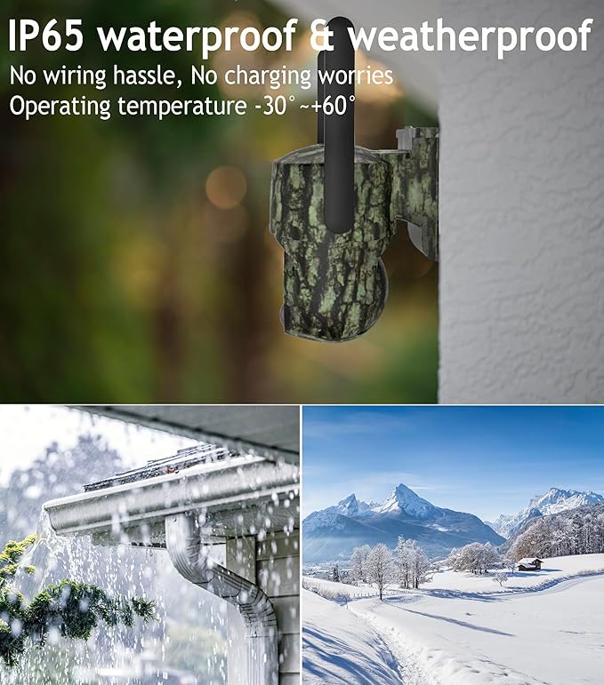 2K Camouflage 4G/5G LTE Cellular SIM Card (Verizon/AT&T/T-Mobile) Solar Wireless Game Trail Camera, PTZ Live View, PIR AI Motion Detection, Fast Trigger Time, Night Vision, Free 64G Micro SD