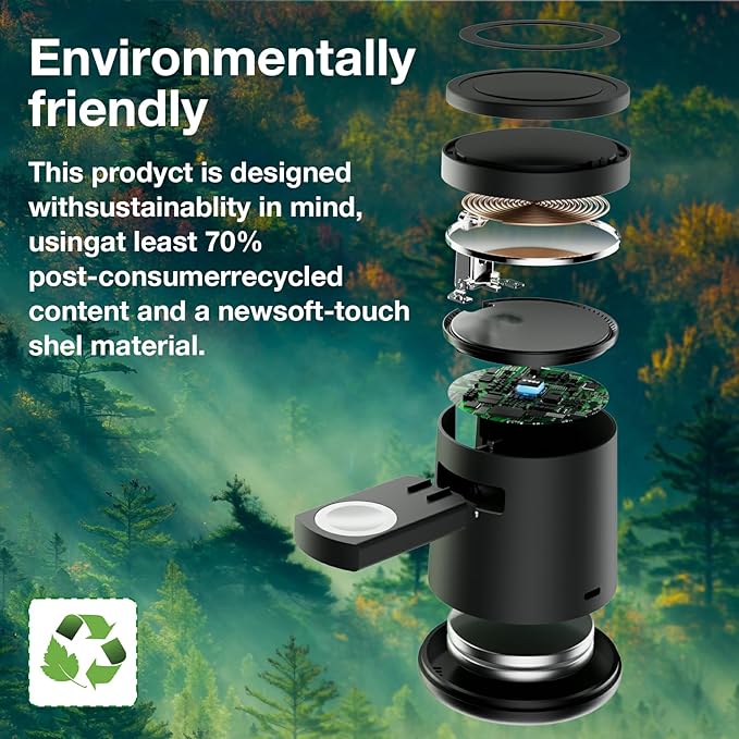 2025 Upgrade 3 in 1 Charging Station for Apple MagSafe Charger, Adjustable Portable Wireless Charging Stand, Fast Wireless Charger Dock for iPhone 16 15 14 13 12 Pro Max & Apple Watch AirPods (Black)