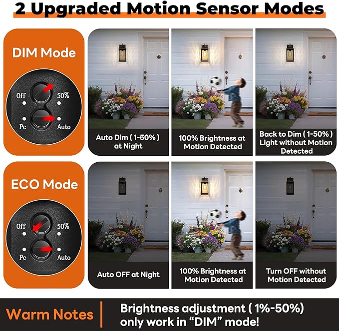 11.6" Motion Sensor Outdoor Wall Lights, Waterproof Exterior Lighting Fixtures with Water-Rippled Glass, Bronze Modern Outside Wall Sconce Lanterns for House, Porch, Garage, Patio, Bulbs Not Included