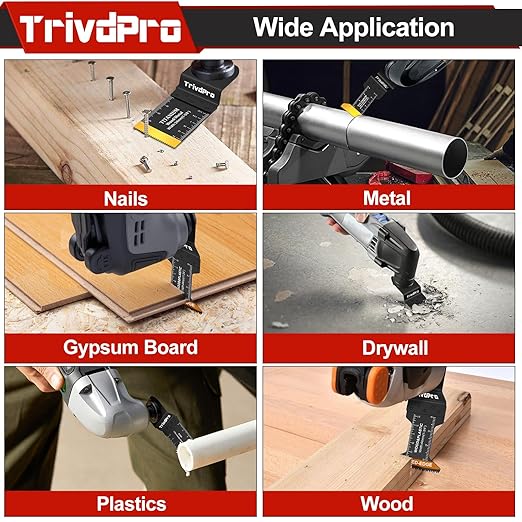 Oscillating Tool Blade Multitool Blades - TrivdPro 50pcs Multi Tool Blades Kits Oscillating Saw Blades for Metal Wood Plastic, Oscillator Blades for Multi Tool Fits Dewalt Milwaukee Ryobi Fein Bosch
