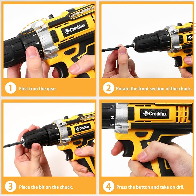 Cordless Drill Set 21v Power Drill Cordless With Battery & Charger, 84pcs Accessories Electric Drills Variable Speed, 3/8" Keyless Chuck, Built-In Level and 2 Driver Red kit