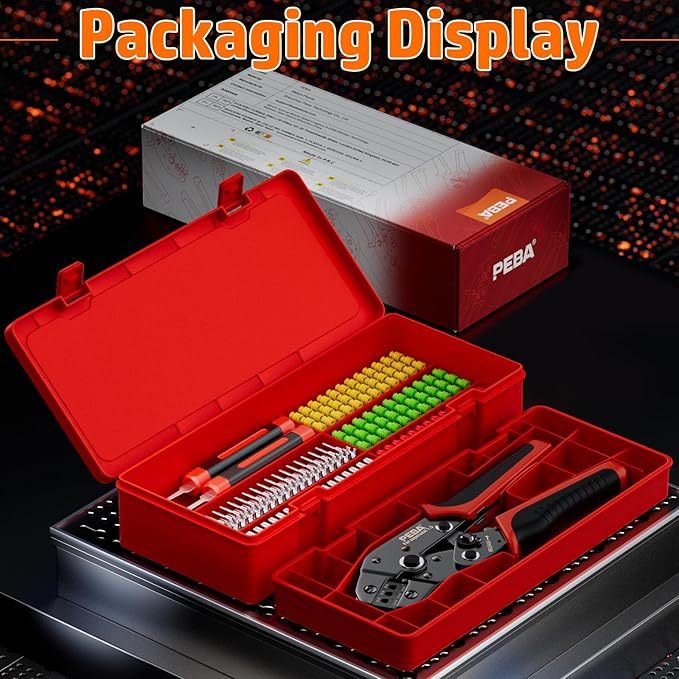 PEBA Crimping Tool, Ratchet Crimping Pliers 22-14 AWG, Compatible with AMP SUPERSEAL 1.5mm series Pin Terminals, with 50 Pairs Superseal 1.5mm Electrical Connector Terminal Female Sockets/Male Pins
