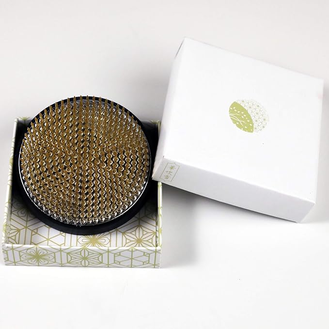 Wazakura Made in Japan Ikebana Tool Kit - Koryu Scissors + Brass Kenzan Flower Holder, Japanese Floral Arrangement Set, Florist Shears and Pin Frog Gift Box Set - Koryu+Brass Kenzan 3-1/4" (80mm)