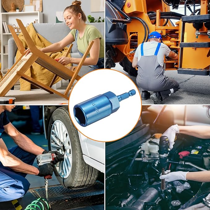 HARFINGTON Nut Driver 18mm Hex Drive Socket CR-V Steel Power Screw Drill Bits Socket Wrench Tools with 1/4" Quick Change Hex Shank for Power Drills Impact Drivers, Blue