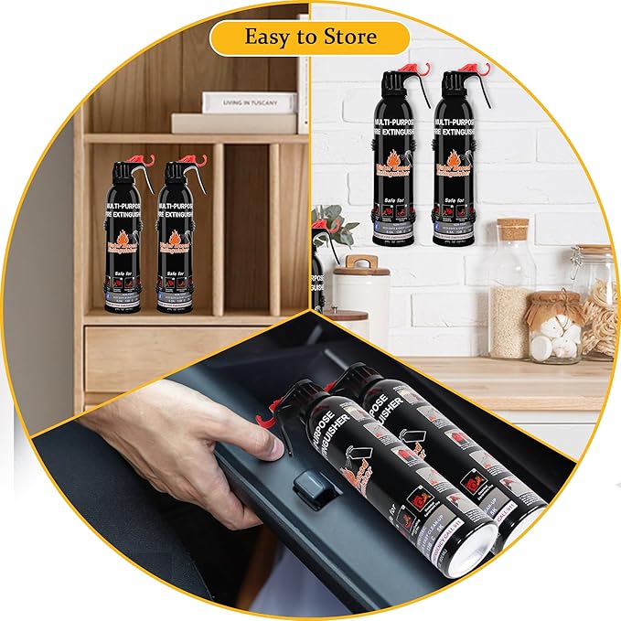 Fire Extinguisher for Home, 6 Pack Vehicle Fire Extinguishers with Mount, Portable Fire Extinguisher Effective on A, B, C, K Fires, Water-Based Extinguisher for Car Boat Office Truck Kitchen Garage RV