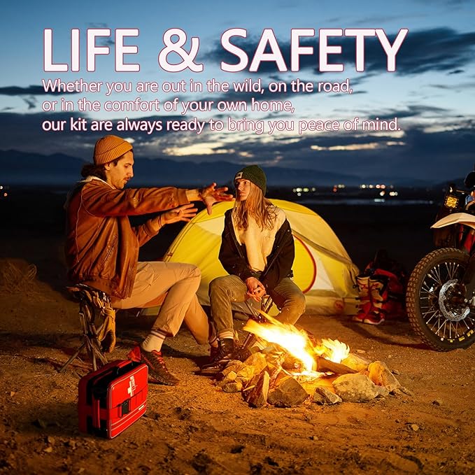 Advanced First Aid Kit, Comprehensive Trauma First Aid Kits with Labelled Compartments for Cars, Home, Office, Backpacking, Camping, Traveling, and Cycling -Upgrade 324 Piece