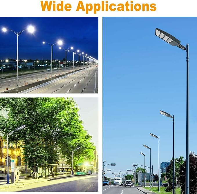 300W LED Parking Lot Lights- Surge Protection Built-in LED Shoebox Street Pole Lighting, Waterproof 42000LM 1-10V Dimmable Outdoor Commercial Area Road Lighting 5000K 200-480V DLC UL