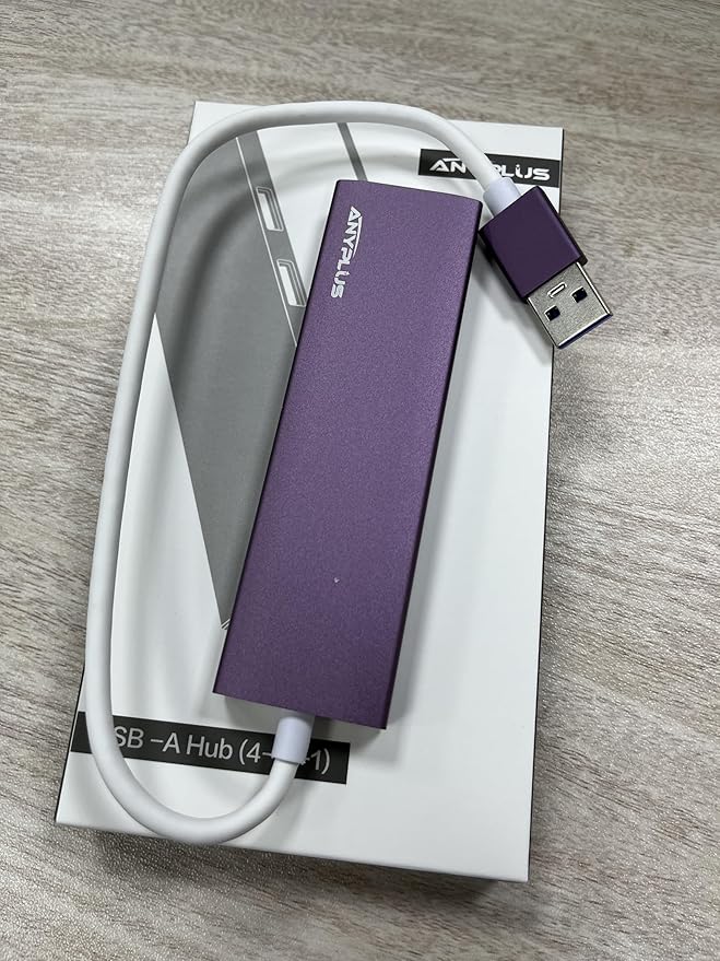 USB Hub, USB 3.0 Hub Aluminum Alloy Ultra Slim USB Splitter, Portable 4 Port USB Extender, USB Hub for Laptop, PC, MacBook, iMac, Surface Pro, Mac Pro, Flash Drive, XPS 【Purple】