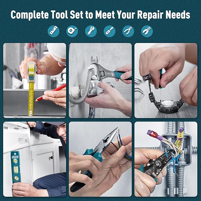 Sundpey Home Tool Kit 281-PCs - Portable Complete Basic Repair General Hand Tool Sets for Men Women - Full Tool Set with Socket Wrench Set & Screwdriver Set & Metric Hex Key & Pliers & Tool Box Case