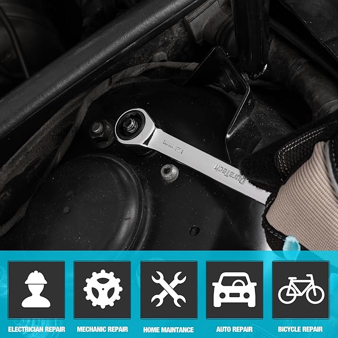 DURATECH 13mm Ratcheting Combination Wrench, SAE, 72-Tooth, 12-Point, CR-V Constructed with Mirror Polish