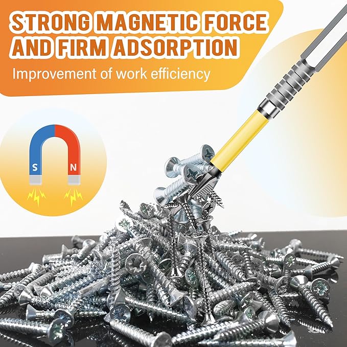 High Magnetic Screwdriver Drill Bit Set, Anti-Slip Magnetic Electric Screwdriver Set, 2025 New K5 Impact Resistant Non Slip Bit, 6Pcs/Set - 25 50 65 70 90 150mm