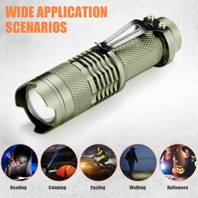 Fumete 20 Pieces LED Flashlight Mini 3 Mode Tactical Torch Small Water Resistant Pocket Flash Light Adjustable Focus Light Pen for Men, Father, Indoor Outdoor Hiking(Multicolor)