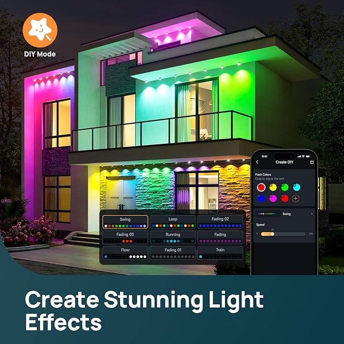 Linkind Permanent Outdoor Lights HP5,100ft Smart AI RGBTW Christmas Lights, 85 Scenes Modes for Daily Holiday Christmas Decorations,IP67 Waterproof, Works with Alexa,Google Assistant