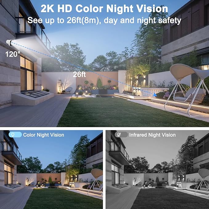 2-Pack Security Cameras Wireless Outdoor, 2K Battery Powered WiFi Cameras for Home Security with AI Motion Detection, Color Night Vision, Spotlight, Siren, Waterproof, SD/Cloud Storage