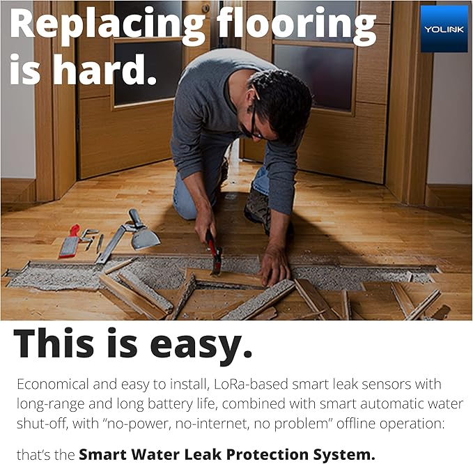 NSF Certified YoLink X3 Valve Controller Kit, 3/4" Stainless Ball Valve, LoRa Long Range, 10+ Year Lithium, D2D with Leak Sensors & Fob, Alexa/IFTTT/Home Assistant, Hub Required