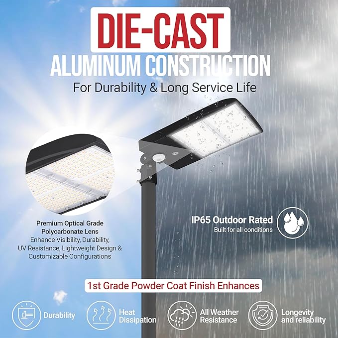 277-480V - 300 Watt NextGen IV Series LED Shoebox Lights with Photocell - 45,000 Lumen - 5000K - Slip Fit - Black