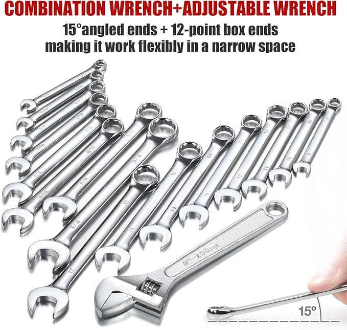 438-Piece Mechanics Tool Set with 3-Drawer Heavy Duty Metal Box Repair Tool Kit