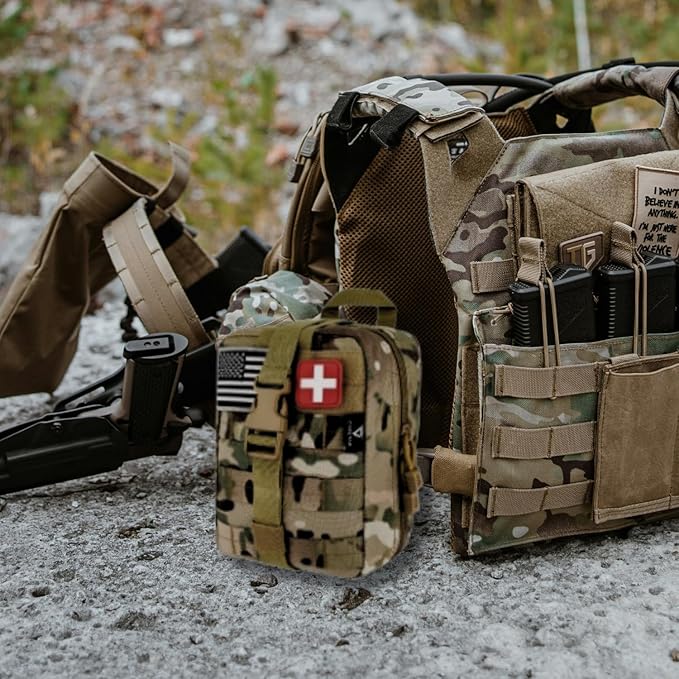 CareTac IFAK Trauma & First Aid Kit with CAT Gen 7 Tourniquet – Military-Grade Tactical Medical Kit Includes Israeli Bandage, Chest Seal, Splint & CPR Mask for Bleed Control, Gunshot Wounds & More