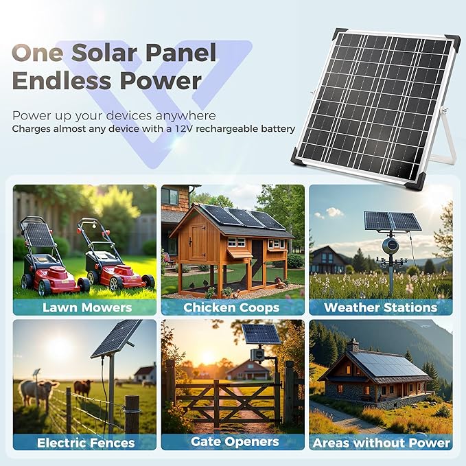 Solar Panel Kit 20W 12V, Solar Battery Trickle Charger Maintainer, Waterproof Solar Panel + Upgrade Charge Controller + Adjustable Mount Bracket for Boat RV Motorcycle Marine