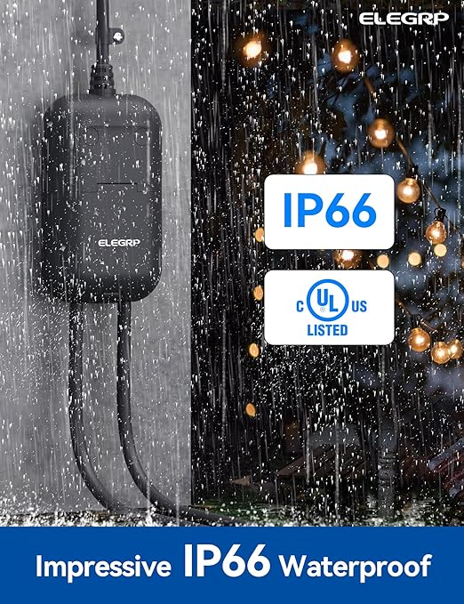 ELEGRP PQR20 Outdoor Smart Plug Waterproof IP66, WiFi Plug with 2 Individually Sockets, Compatible with Alexa & Google Assistant, Smart Outdoor Outlet for String Lights, UL Certified, 1 Pack, Black