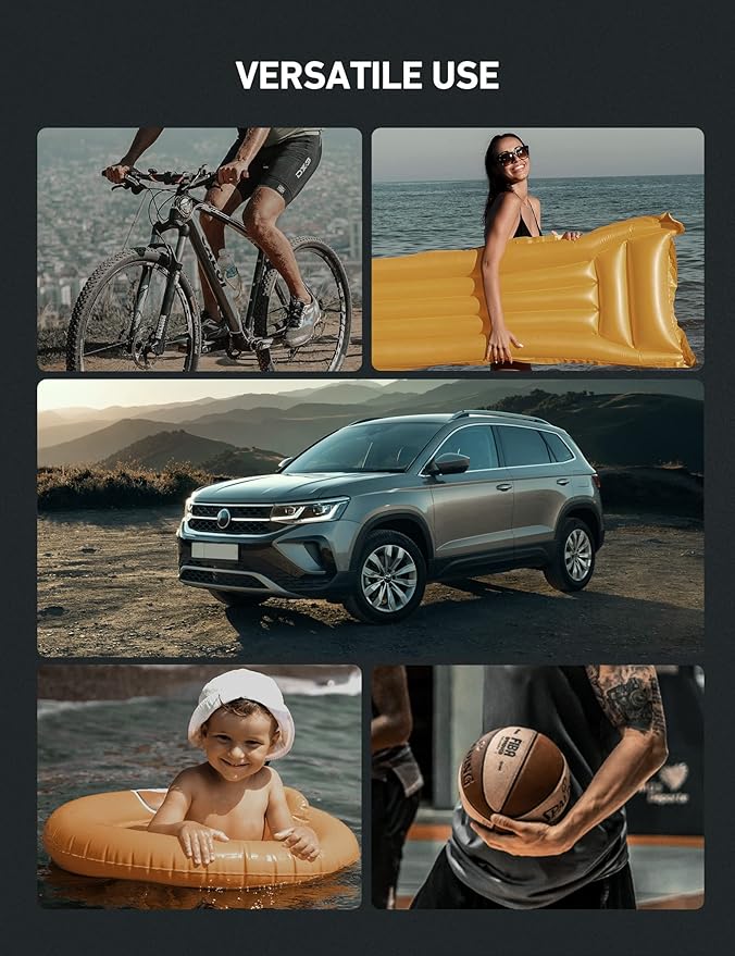 AstroAI Tire Inflator Portable Air Compressor Pump 150PSI 12V DC/110V AC with Dual Metal Motors &LED Light, Automotive Car Accessories&Two Modes for Car, Bicycle Tires and Air Mattresses, Yellow