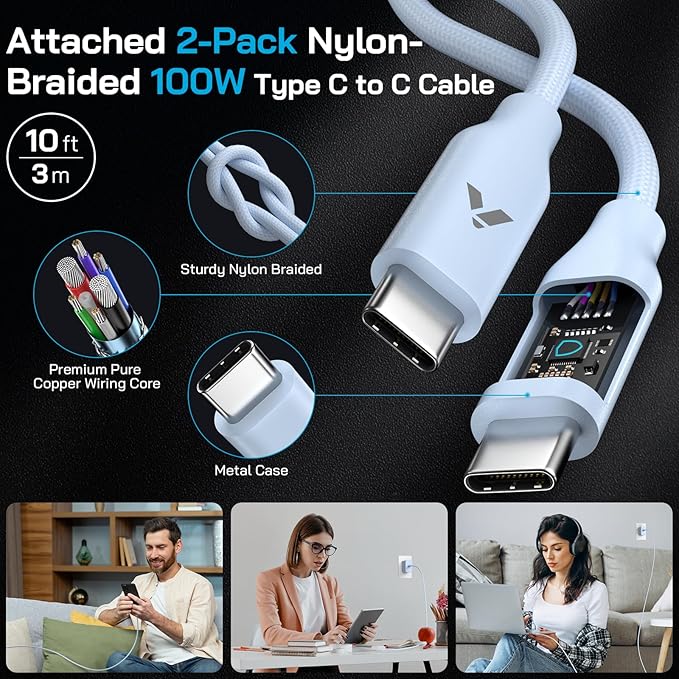 45W Super Fast Charger USB C, 45 Watt Type-C Android Phone Charger Fast Charging Block with 10FT Type C Cords for Samsung Galaxy S25 Ultra/S24 Ultra/S24+/S23 Ultra/S22 Plus/S20, Tab S9/S8 Ultra(Blue)