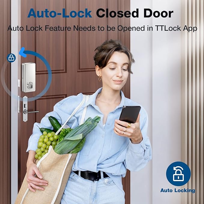 Fingerprint Keyless Entry Door Lock 6-in-1, Electronic Deadbolt with Auto-Lock, Anti-Peeping Smart Key for Front Door, IP65 Waterproof Front Smart Lock Deadbolt for Home