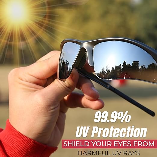 BISON LIFE Sport MTX Gray Mirror Lens Black Temple Safety Glasses, ANSI Z87+, Impact Resistant, Anti-Scratch UV Protection Lens for Shooting, Yard Work, Cycling, and Outdoor Activities (1 Pack)