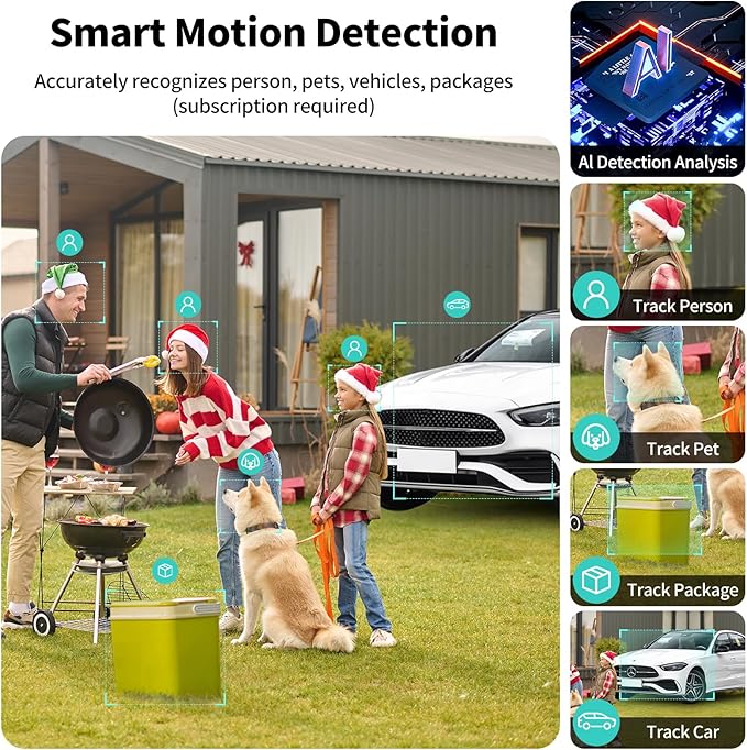 2K UHD Smart Wireless Security Camera Indoor/Outdoor,WiFi Camera with Color Night Vision, Battery Powered,Motion Detection, 2-Way Audio, Weatherproof, Cloud/SD Storage for Home Security,4 Pack