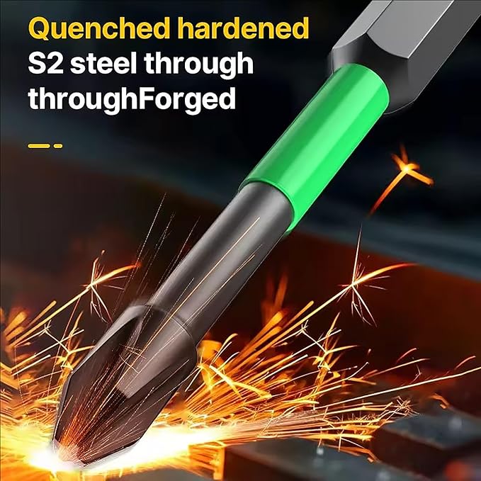 HUHAO Magnetic Drill Bits, 3pcs Non Slip Screwdriver Bit Set with PH2 Alloy Steel Material, CNC Tip Magnetic Drill Bit, Fit for Professional Impact Driver Accessories Tool