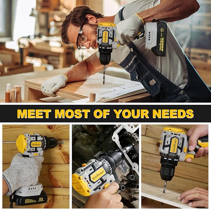 20V Brushless Drill Set, Cordless Power Drill with 2.0Ah Battery,119 PCS Combo Tool Kit for Men, 10mm 3/8" Keyless Chuck, 21+1 Torque Setting Power Tool Set for DIY Garden House Office Repair