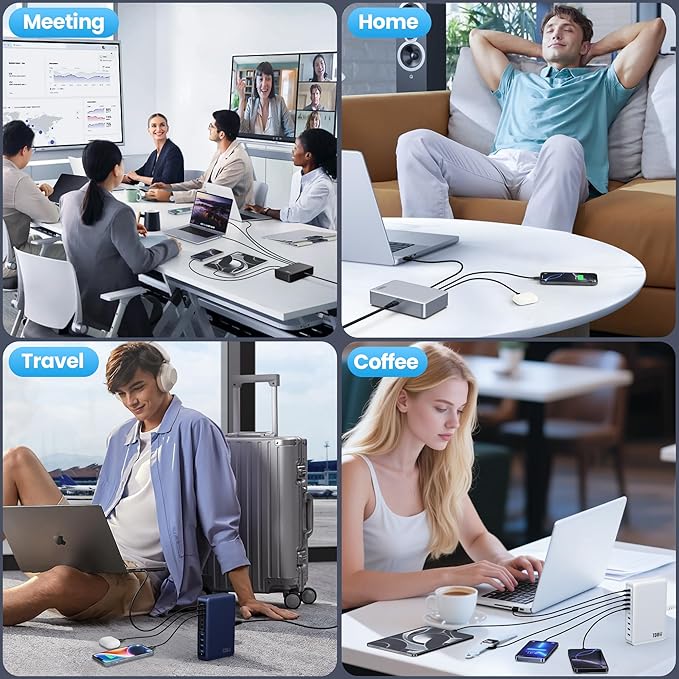 730W USB C Charger Block,GaN IV Fast Charging Station Hub 10 Ports,QC4.0+3 PD 100W USB C Laptop Charger Ports Power Adapter Compatible with MacBook Air/Pro,DELL,iPhone 16/15/14/13,iPad,Steam Deck