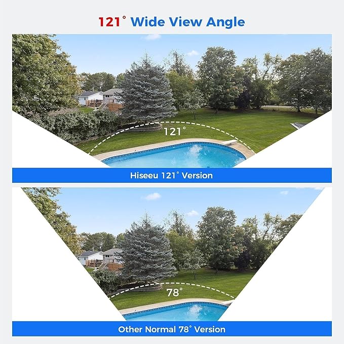ใ121ยฐ Wide Angle+Spotlight Alarmใ Hiseeu 8MP 4K PoE Security Camera System,PoE Camera System 16CH Expandable,w/5MP Home Security Cameras,Human/Vehicle Detect,2-Way Audio,24/7 Recording,3TB HDD