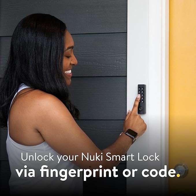 Nuki Smart Lock & Keypad 2, Keyless Door System with Auto-Lock, Fingerprint and Code Access, App Control, Easy Setup, Compatible with Alexa, Google, for Secure and Easy Home Entry