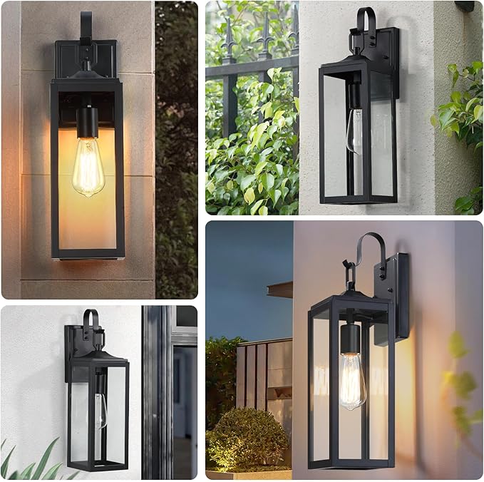 18'' Large Outdoor Wall Lights, Modern Black Exterior Lighting Fixtures, Waterproof Outdoor Sconces Porch Light for House Wall Mount, Farmhouse Wall Lanterns for Front Door, Garage,1 Pack
