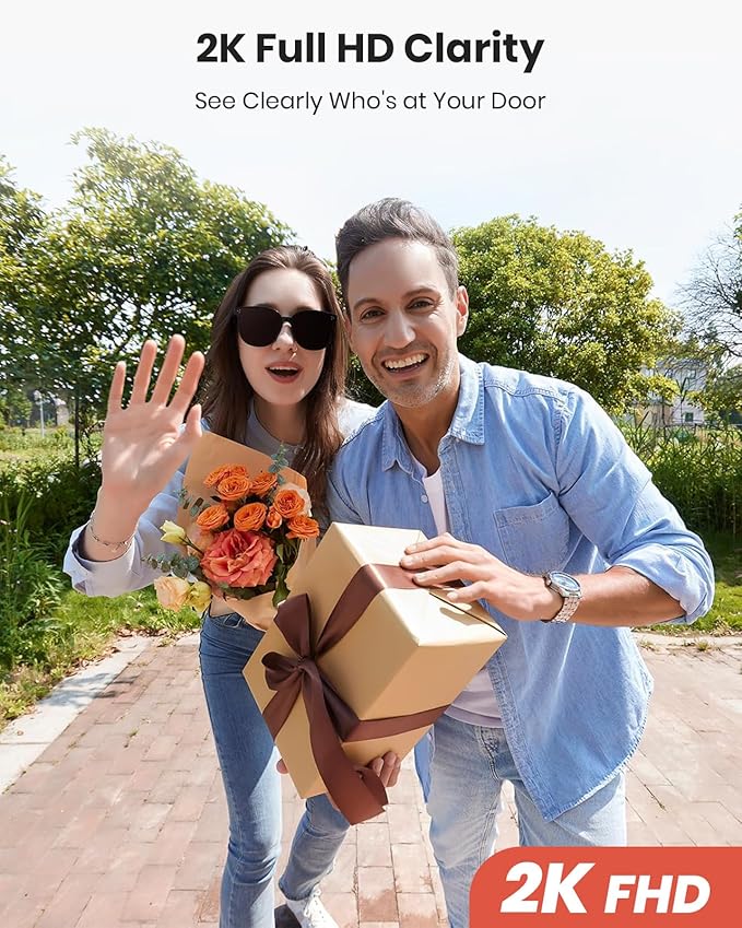 Doorbell Camera Wireless, 2K Dual Lens Video Doorbell with Chime, Outdoor Security Cemera with AI Smart Human Detection, 2-Way Audio,Voice Changer, Night Vision, Compatible with Alexa