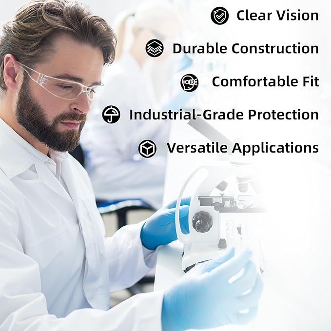 Clear Safety Glasses for Men, 24 Pack Lightweight Protective Eyewear, ANSI Z87.1 Safety Glasses, Scratch Resistant Anti Fog Safety Glasses, Certified for Construction, Shooting, and Laboratory