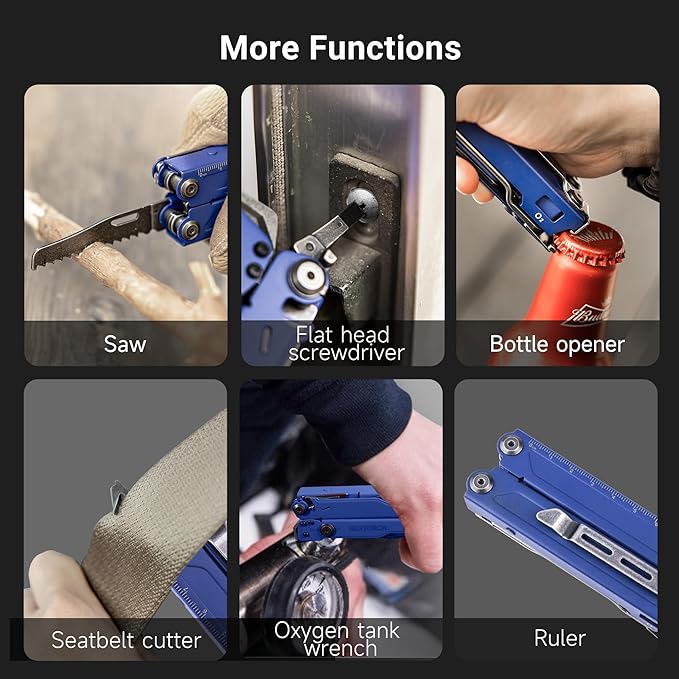 NEXTORCH PIONEER MT20 14-IN-1 Multi-tools Full-Size,Versatile Multi-tool Set with Scissors Needle Nose Pliers Pocket Clip Multi-tool for DIY Home Garden Outdoors Everyday Carry Men Gift Color (BLUE)