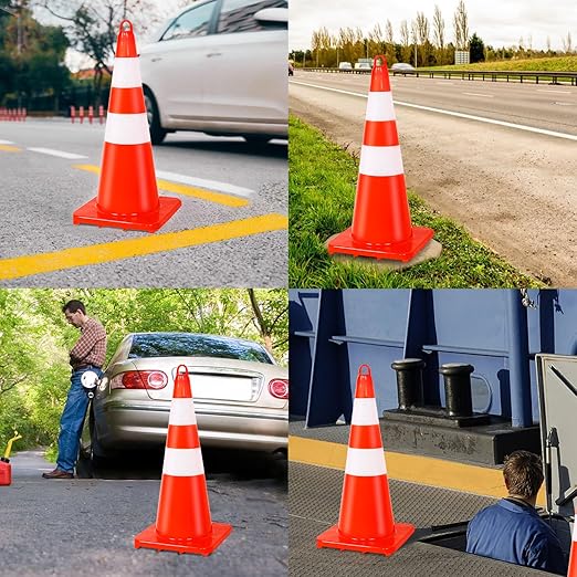 Traffic Safety Cone 28 Inches, with Reflex Collars of Parking Lots, Lane Road Traffic Control Construction Driving Safety Cone 10 Pack