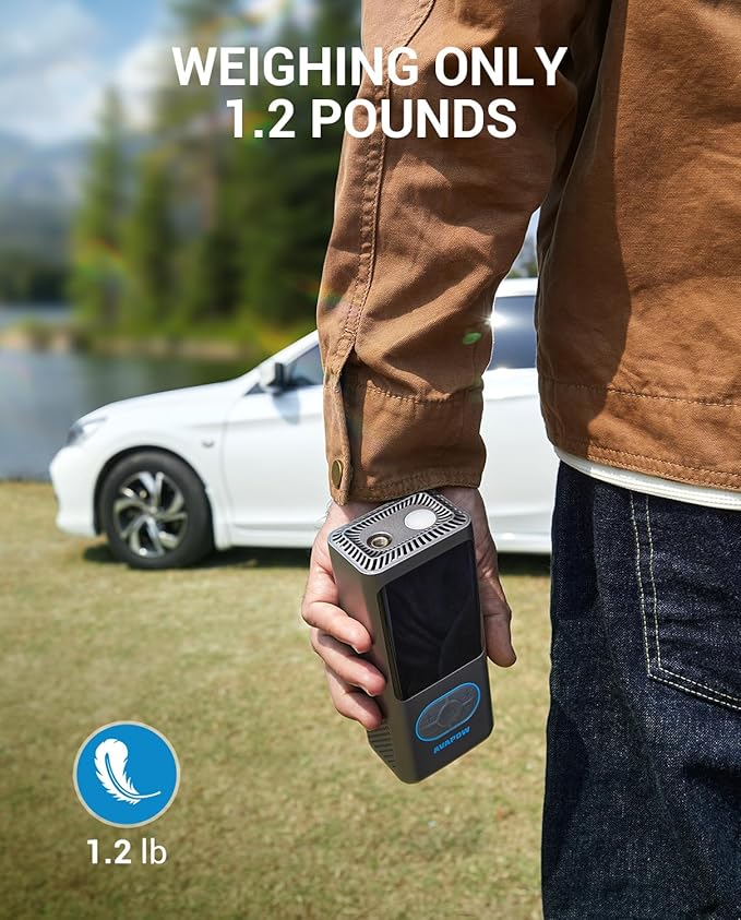 AVAPOW Tire Inflator Portable Air Compressor, 150 PSI Cordless Car Tire Air Pump with Pressure Gauge, 3.7″ LCD Screen, Auto-Shuts Off Tire Pump for Car, Motorcycle, Bike, Balls