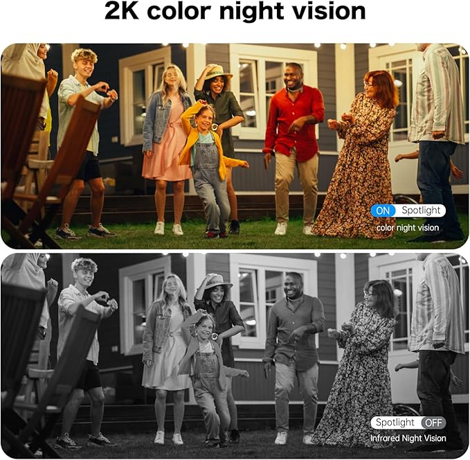 Solar Security Cameras Wireless Outdoor, 2K PTZ WiFi 4MP Indoor Security Camera for Home with Spotlight, PIR Motion Detection,Siren, Color Night Vision, 2-Way Talk, SD/Cloud Storage (TWO CAM)