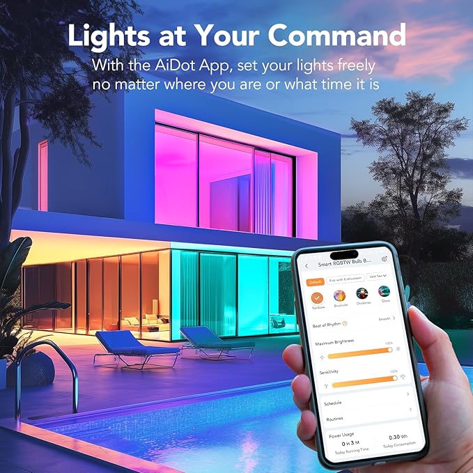 OREiN Matter Smart Light Bulb,1200 Lumens BR30 Smart Flood Light Bulbs Work with Alexa, Apple Home, Google Home, SmartThings, Color Changing Light Bulbs 2.4Ghz WiFi, 85W 4Pack