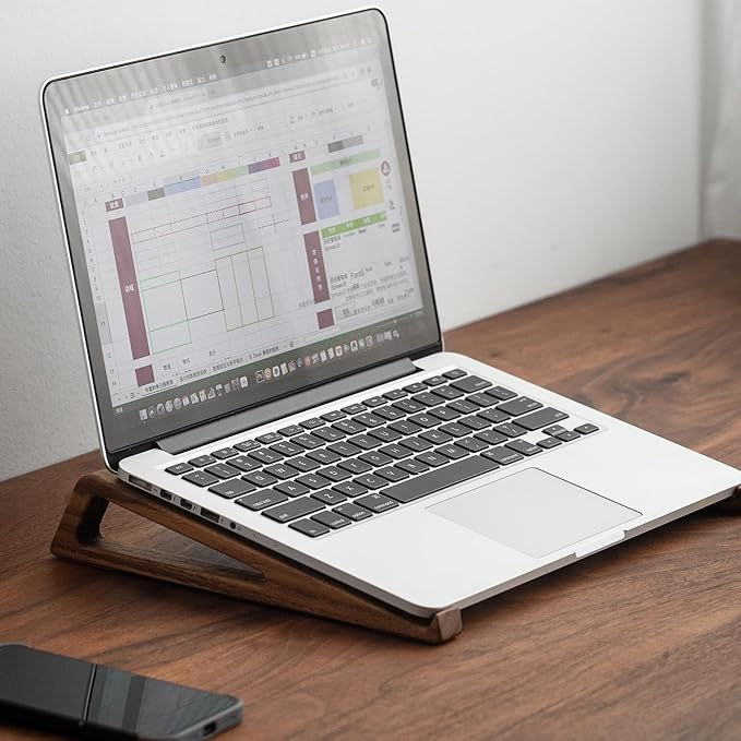 muso wood Laptop Stand for Desk, Walnut Laptop Riser, Ergonomic Wooden Laptop Ventilated Stand with 10 to 17.3 Inches Notebook PC Computer - Walnut