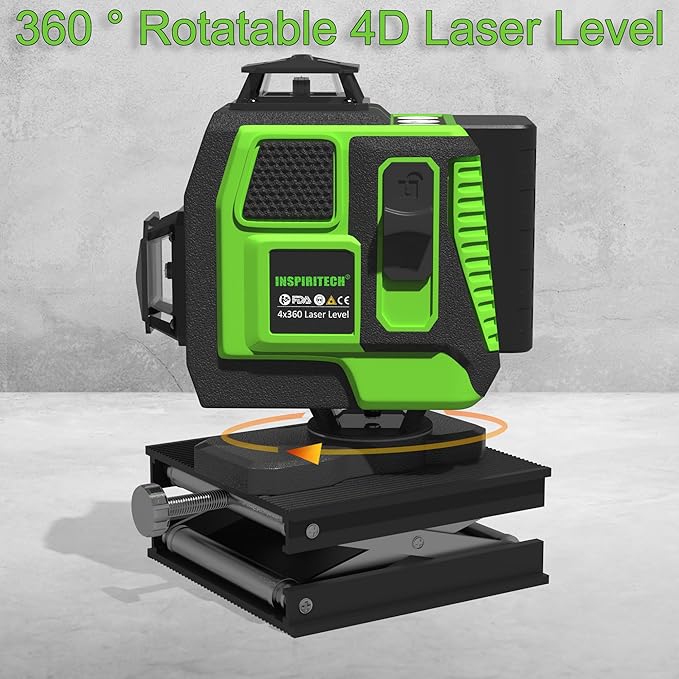 Tile Laser Level - Floor 4x360 Green Beam Cross Line Laser Leveler Tool - 16 Lines Ceiling Nivel Laser for Construction with Hard-Sided Case and Remote Control