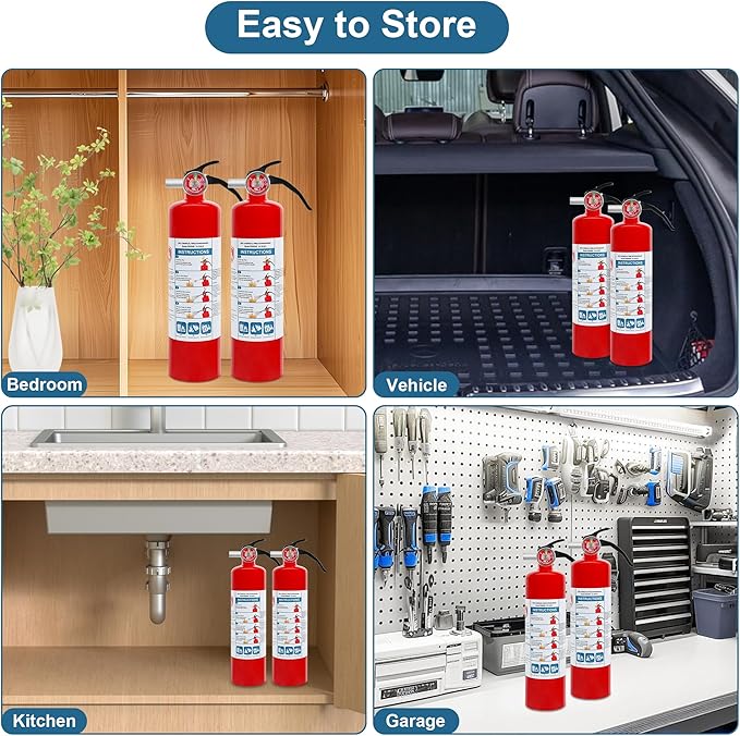 1 Pack ABC Dry Chemical Fire Extinguisher, 2.5 lb 1A:10B:C Rating for Home, Car, Boat, Quick Release Handle, Compact & Portable Dry Powder extinguishers